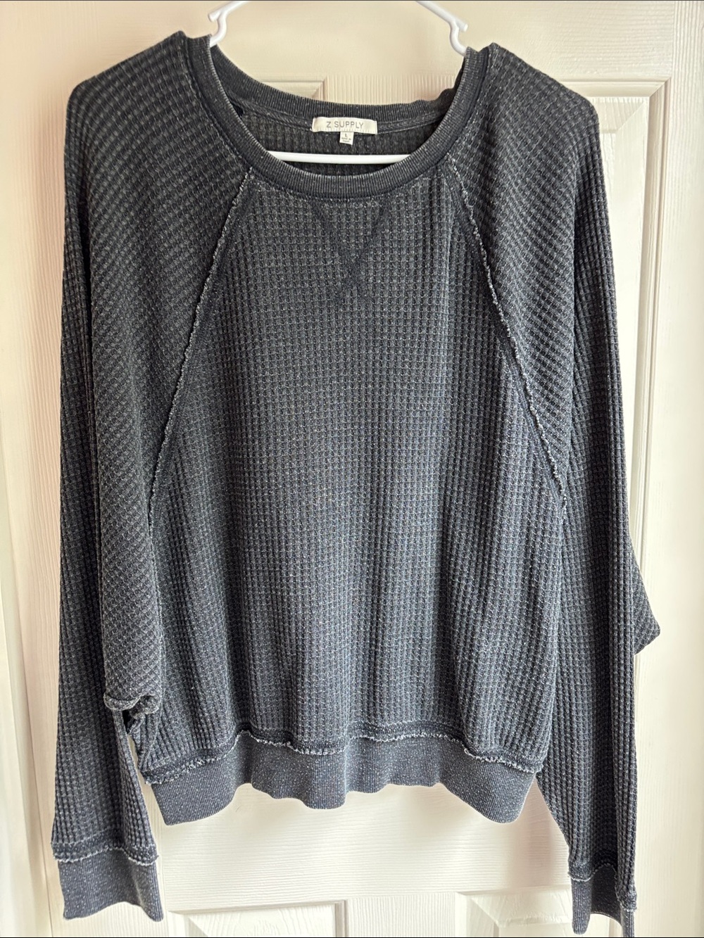 Z Supply Charcoal Waffle Knit Pullover Sweater